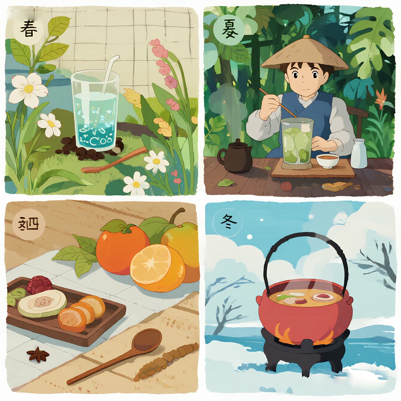 四季养生图